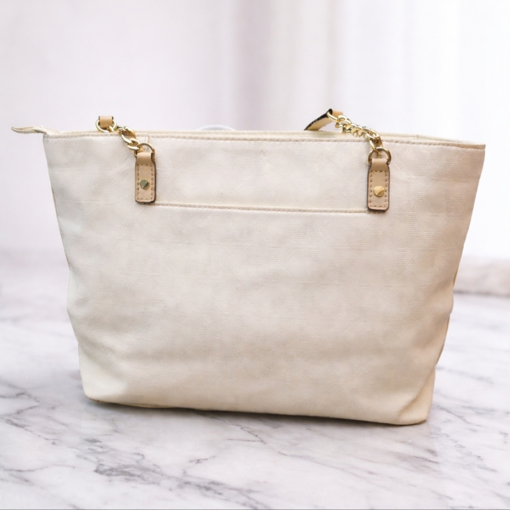 Michael Kors Cream Tote Bag with Gold Accents